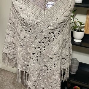 JohnPaulRichard Beige Cable Knit Poncho